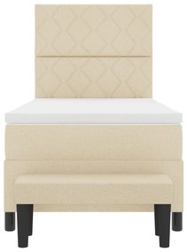 Cama Box Spring com Colchão e Banco Creme 90x200 cm Tecido