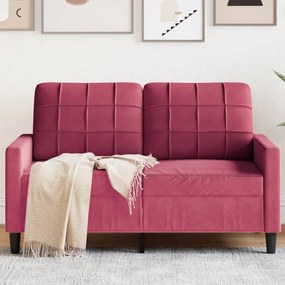 Sofá de 2 lugares veludo 120 cm vermelho tinto