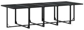 15 pcs conjunto de jantar p/jardim com almofadões vime PE preto
