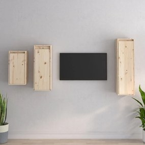 Móveis de TV 3 pcs madeira de pinho maciça