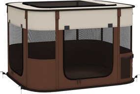 PawHut Caixa para Animais com 6 Janelas, 3 Portas e 2 Bolsos Porta-oggetti, Poliéster e Aço, 74x60x45 cm, Castanho | Aosom Portugal