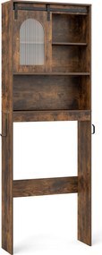 Estante de Casa de Banho sobre a Sanita, 60 x 20 x 170 cm, Porta de Correr, Castanho