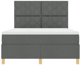 Cama Box Spring com Colchão Cinza Escuro 140x200 cm Tecido