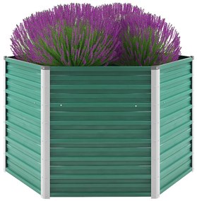 Canteiro elevado jardim aço galvanizado 129x129x77 cm verde