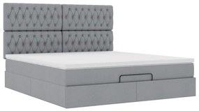 Estrutura cama otomana colchão 160x200 cm tecido cinzento claro