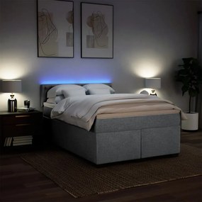 Cama com molas/colchão 160x200 cm tecido cinzento-claro