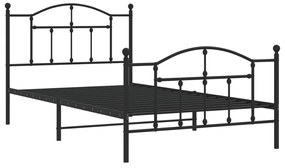 Estrutura de cama com cabeceira e pés 107x203 cm metal preto