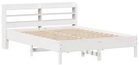 Cama sem colchão 140x200 cm madeira de pinho maciça branco
