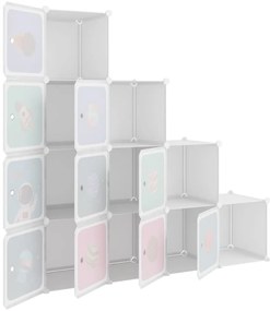 Armário de arrumação infantil com 10 cubos PP branco