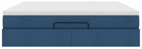 Estrutura de cama otomana com colchão 160x200 cm tecido azul