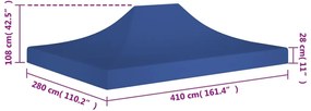 Teto para tenda de festas 4x3 m 270 g/m² azul