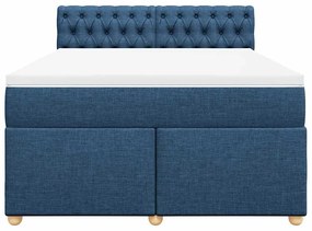 Cama com molas/colchão 140x190 cm tecido azul
