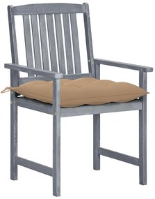 Cadeiras de jardim c/ almofadões 8 pcs acácia maciça cinzento