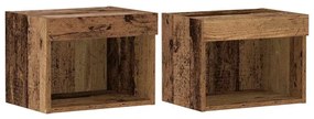 Armários de parede vidaXL com luzes LED 2 pcs Madeira antiga 40x30x30