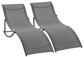 Conjunto 2 Espreguiçadeiras Ergonômicas Dobráveis em Forma de S com Es