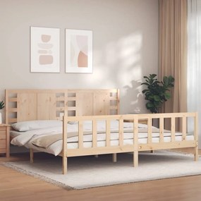 Cama sem colchão 200x200 cm madeira de pinho maciça