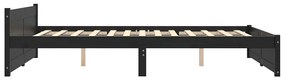Estrutura de cama casal 135x190 cm madeira maciça preto