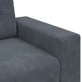 Conjunto de Sofá 3 Peças com Almofadas de Veludo Cinza Escuro