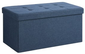 Banco ottomano com arrumação, assento acolchoado e design compacto. | SONGMICS | 76 x 38 x 38 cm | azul | LSF47IN.