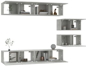 Conjunto móveis de TV 6 pcs madeira processada cinzento cimento