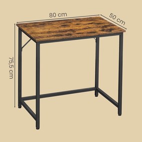 Secretária de escritório estreita com design industrial 80 x 50 x 75 cm castanho vintage-preto