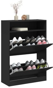 Sapateira c/ 2 gavetas articuladas 80x34x116 cm preto