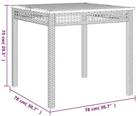 3 pcs conjunto de jantar p/ jardim c/ almofadões vime PE cinza