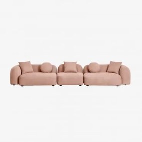 Sofá Modular De 3 Peças Em Chenille Coco Tecido Chenille Rosa Quartzo - Sklum