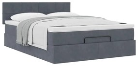 Estrutura de cama otomana com colchão 140x190cm cinzento escuro
