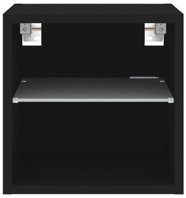 Móvel de parede para TV com luzes LED 30x28,5x30 cm preto