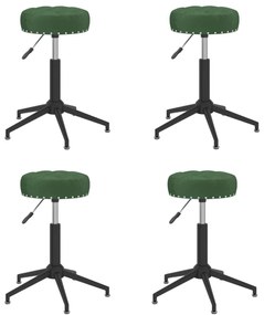 Cadeiras de jantar giratórias 4 pcs veludo verde-escuro