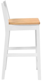 Bancos de bar 2 pcs madeira de seringueira maciça branco