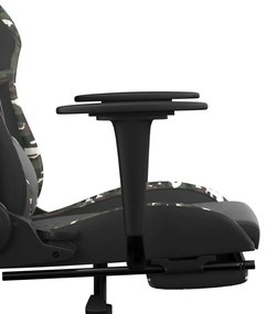 Cadeira gaming massagens apoio pés couro artif preto/camuflagem