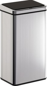 HOMCOM Lixeira Sensor 50L Aço Inox Lixeira Automática com Tampa Soft-Close Sensor de Movimento 35,5 x 26 x 67 cm Prata | Aosom Portugal