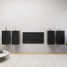 vidaXL Móveis de TV 4 pcs 30,5x30x60 cm contraplacado preto brilhante