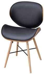 Cadeiras jantar 2 pcs madeira curvada e couro artificial