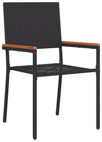 Conjunto de Jantar de 9 Peças Preto Rattan Poliéster
