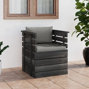 vidaXL Poltrona de jardim com almofadões madeira de pinho