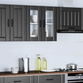 Armário de parede de cozinha porta vidro Lucca preto