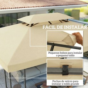 Teto de Reposição 4x3 m com Teto Duplo Orifícios de Drenagem e Proteção UV Apenas Teto (NÃO INCLUI ESTRUTURA) Creme