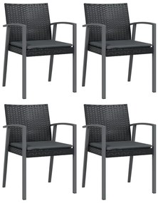 5 pcs conjunto de jantar p/ jardim c/ almofadões vime PE e aço