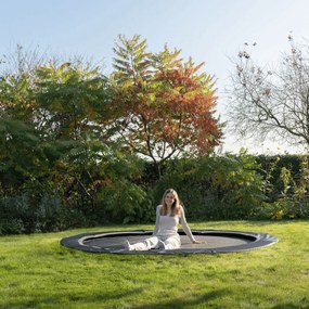 Trampolim redondo desportivo InTerra ao nível do solo ø305 cm - preto