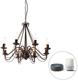 LED Candeeiro de candelabros inteligente castanho ferrugem 8 luzes incl. Wifi B35 - Giuseppe Clássico / Antigo,Country / Rústico