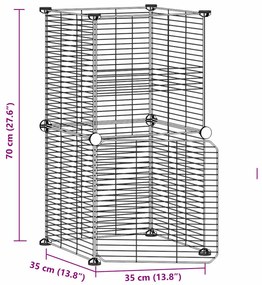Gaiola p/ animais de 8 painéis c/ porta 35x35 cm aço preto