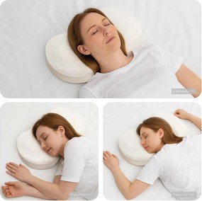 vidaXL Travesseiro para o Pescoço Branco 53 x 35 x 11 cm Poliéster