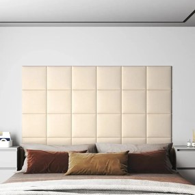 343815 vidaXL Painel de parede 12 pcs 30x30 cm veludo 1,08 m² cor creme