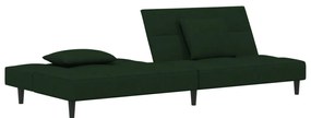 Sofá-cama 2 lugares com duas almofadas veludo verde-escuro