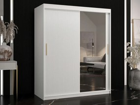 Roupeiro Hartford 402, Branco, 200x150x62cm, 125 kg, Portas de roupeiro: Deslizante, Número de prateleiras: 5, Número de prateleiras: 5