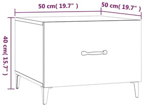 Mesas de centro com pernas de metal 2 pcs 50x50x40 cm fumado