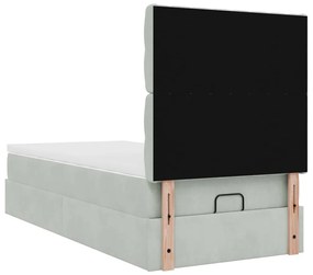 Estrutura cama otomana colchões 90x200 cm veludo cinzento claro